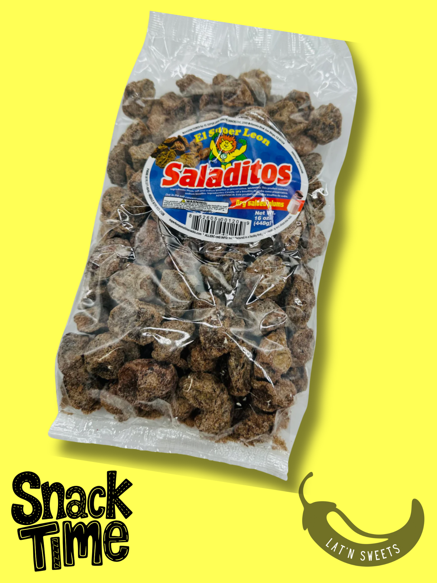 El Super Leon Con Chile 16 oz Dried Salted Plums SALADITOS