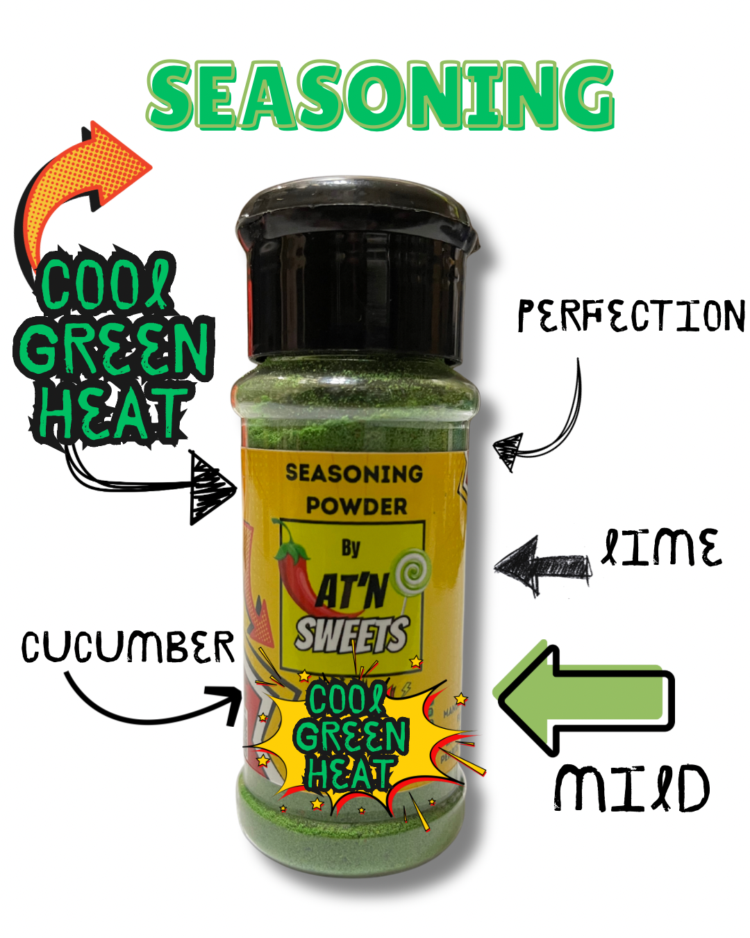 Cool Green Heat Seasoning Powder 2.4 oz