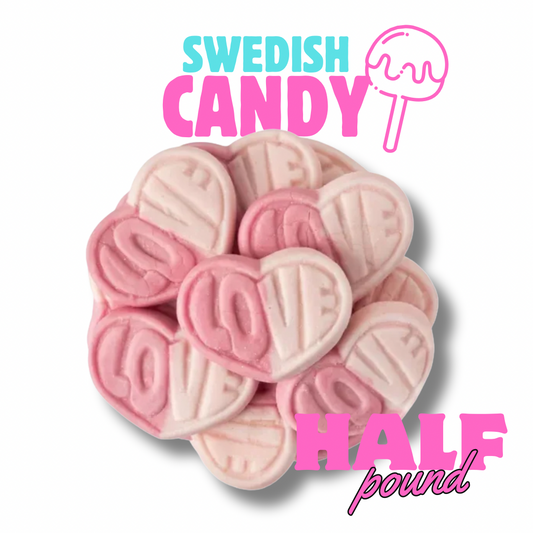 Swedish Candy:  Sweet Hearts - Strawberry & Vanilla  1/2 Lbs - Free Shipping Included