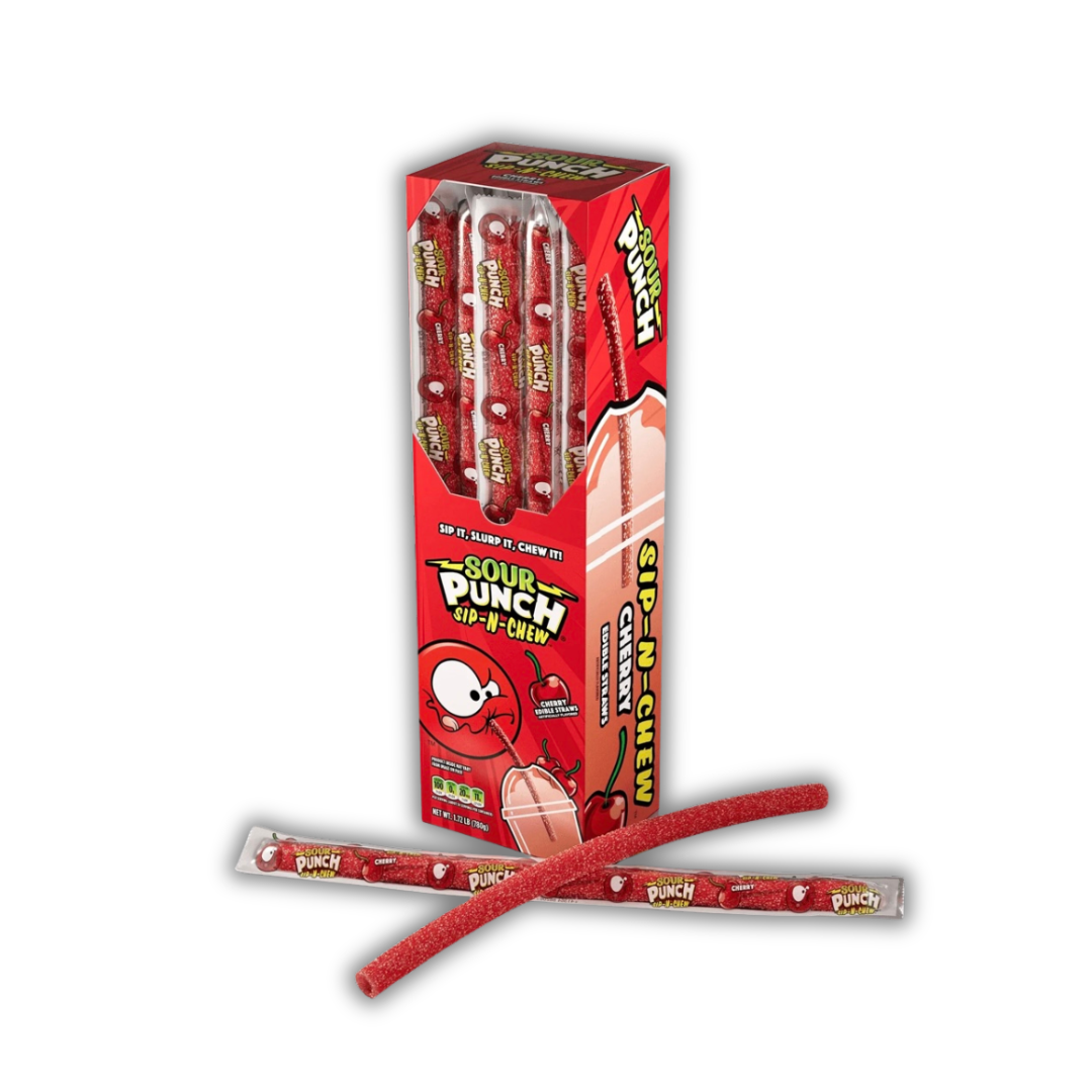 SOUR PUNCH: SIP-N-CHEW (CHERRY 5 EDIBLE STRAWS)