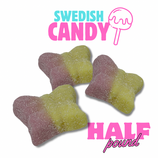 Swedish Candy:  Sour Butterfly - Lemon & Strawberry  1/2 Lbs - Free Shipping Included
