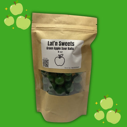 Green Apple Sour Balls 8 oz Bag