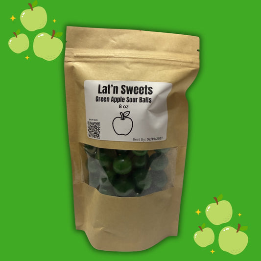 Green Apple Sour Balls 8 oz Bag