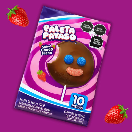 Paleta Payaso Sabor Choco Fresa (Strawberry) 10 PCS Box